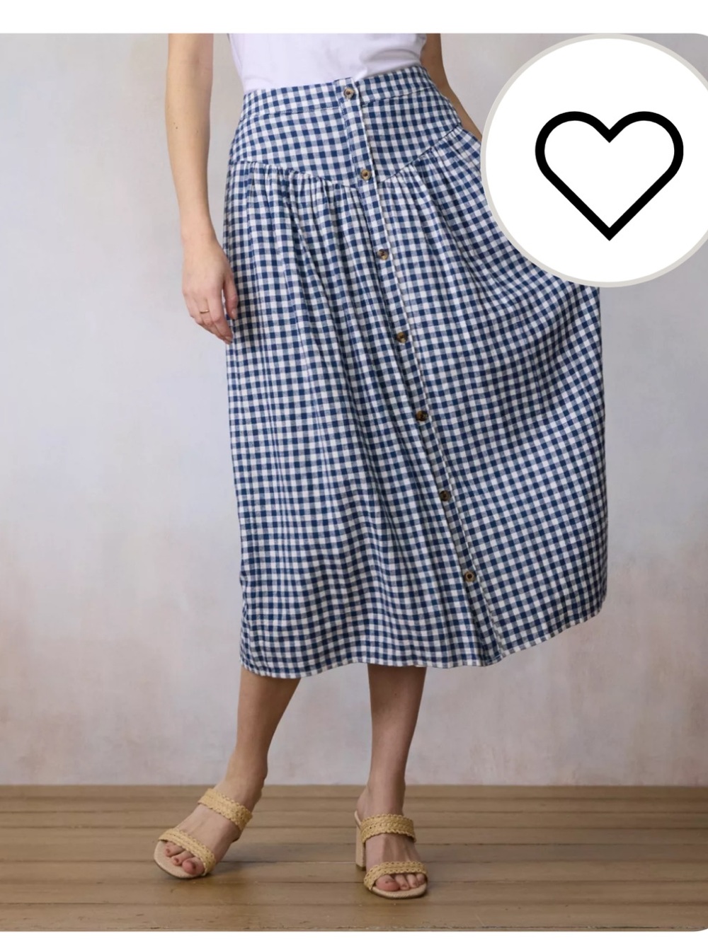 Blue and White Gingham Button-Front Women's Skirt LC- Lauren Conrad